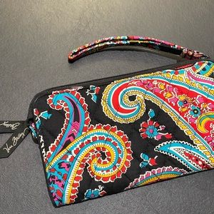 Bright paisley black background quilted Vera Bradley wristlet wallet.
